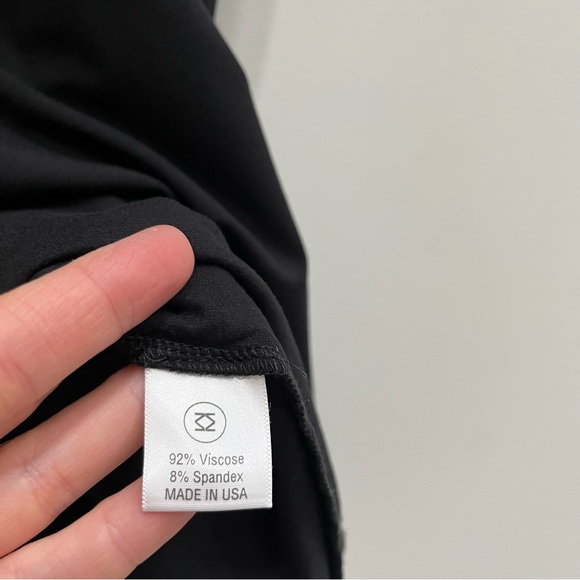 Mimu Maxi Dress Black Drawstring Waist Boatneck Oversized Relaxed Fit Stretch LT - Picture 10 of 10